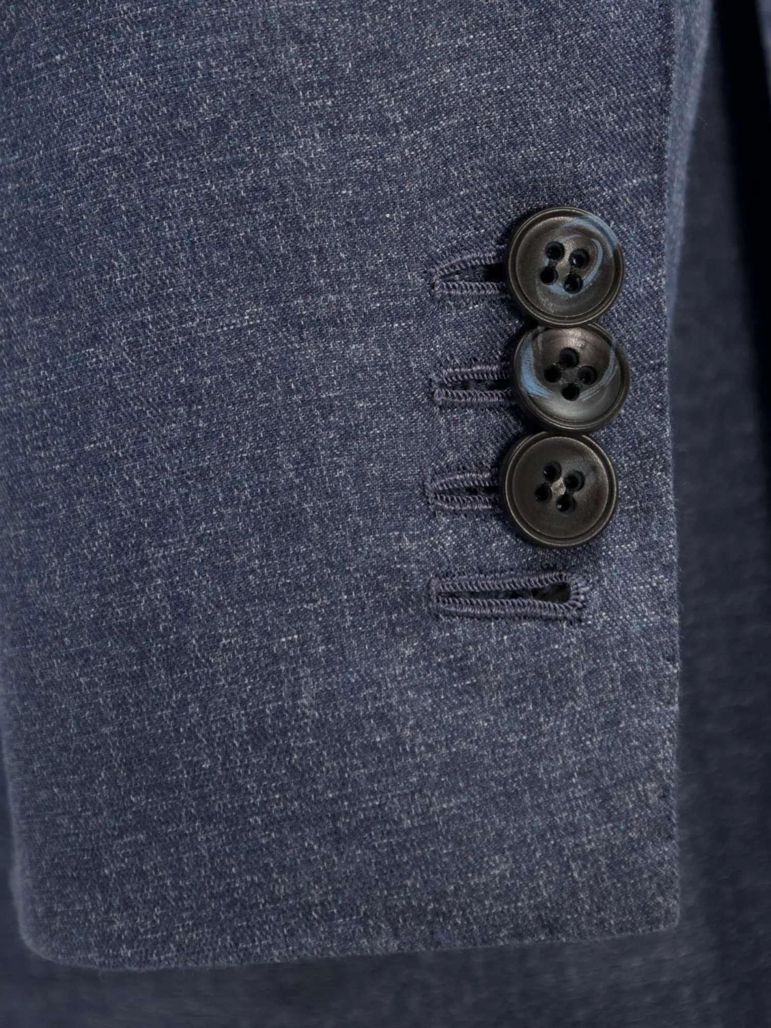 Kiton Steel Blue Cotton & Linen Melange Jacket