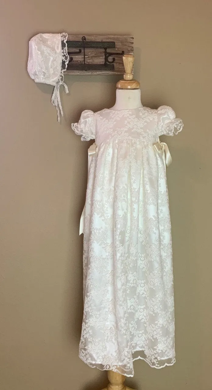 Lace Christening Gown, Baptism dress, Girls Christening Gown set Free  Personalization