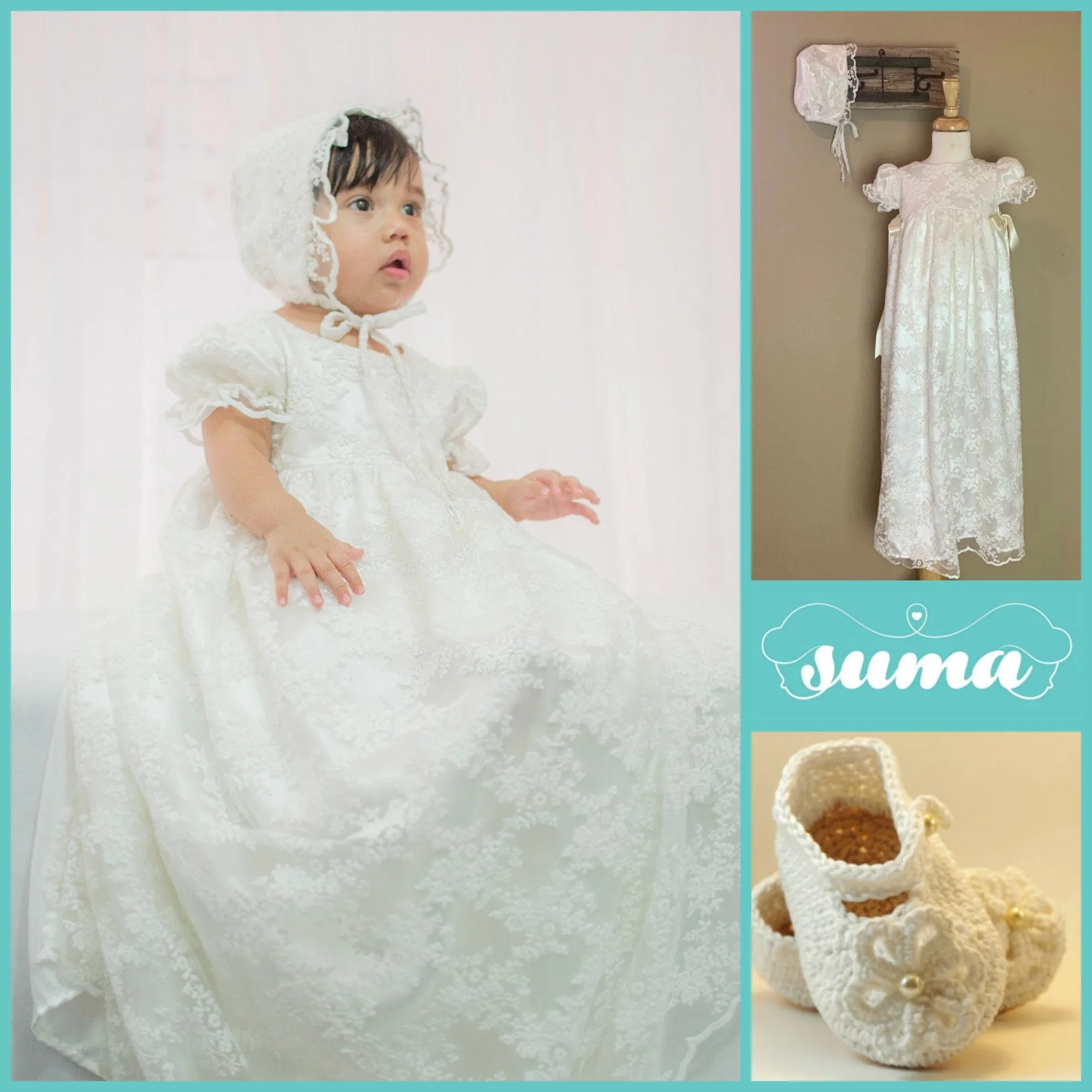 Lace Christening Gown, Baptism dress, Girls Christening Gown set Free  Personalization