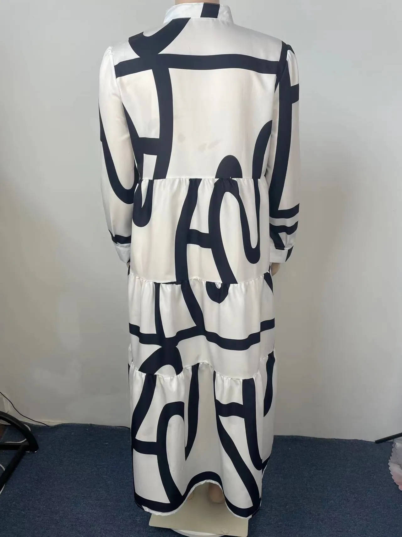Ladies Printed Commuter Panel Shirt Plus Size Dress