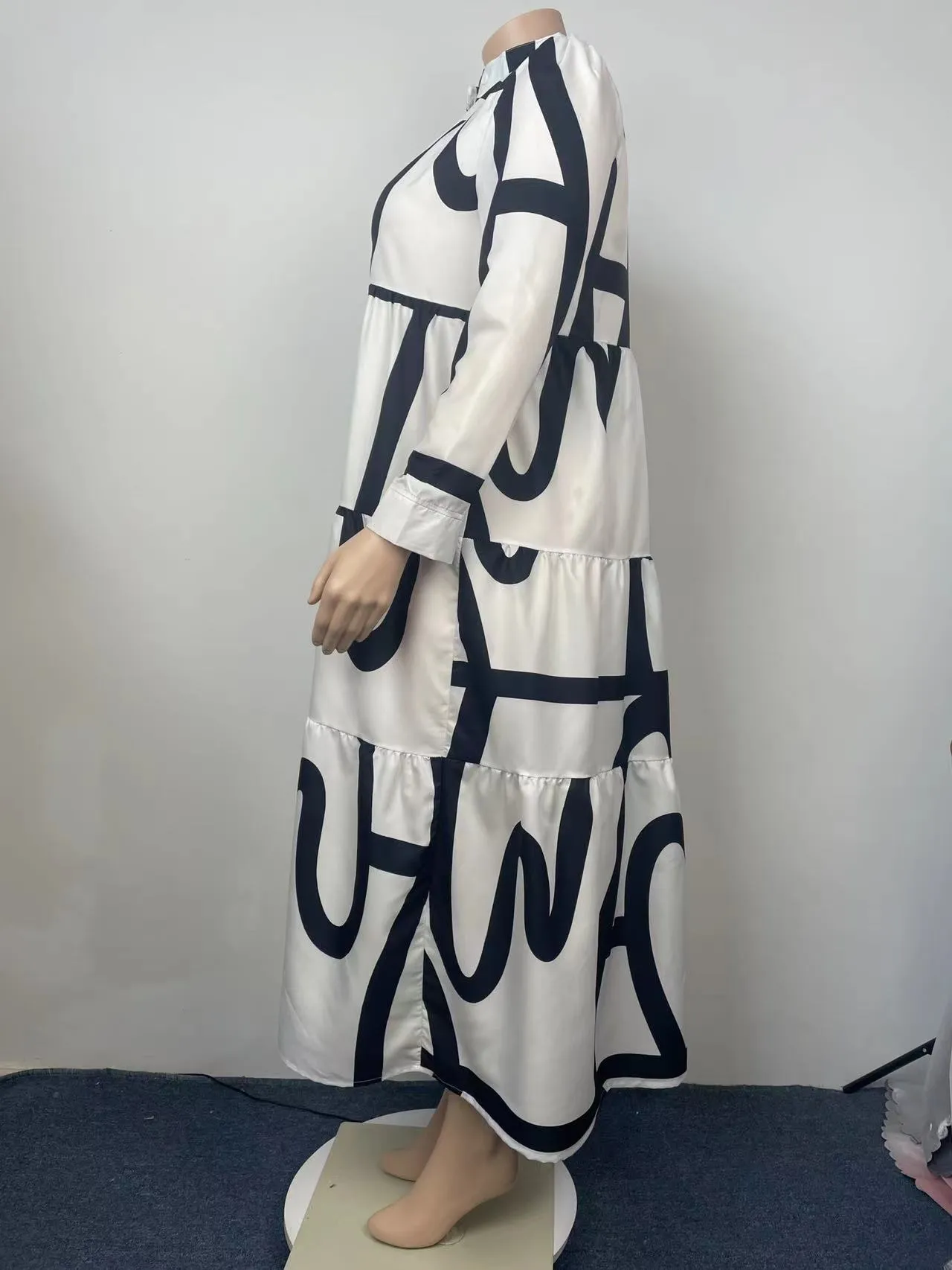 Ladies Printed Commuter Panel Shirt Plus Size Dress