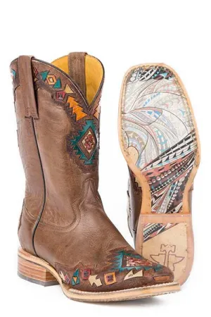 Ladies Tin Haul Sunka Wakan Wide Square Toe Boot w/ Native Horse Obvious Sole