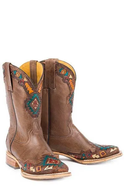 Ladies Tin Haul Sunka Wakan Wide Square Toe Boot w/ Native Horse Obvious Sole