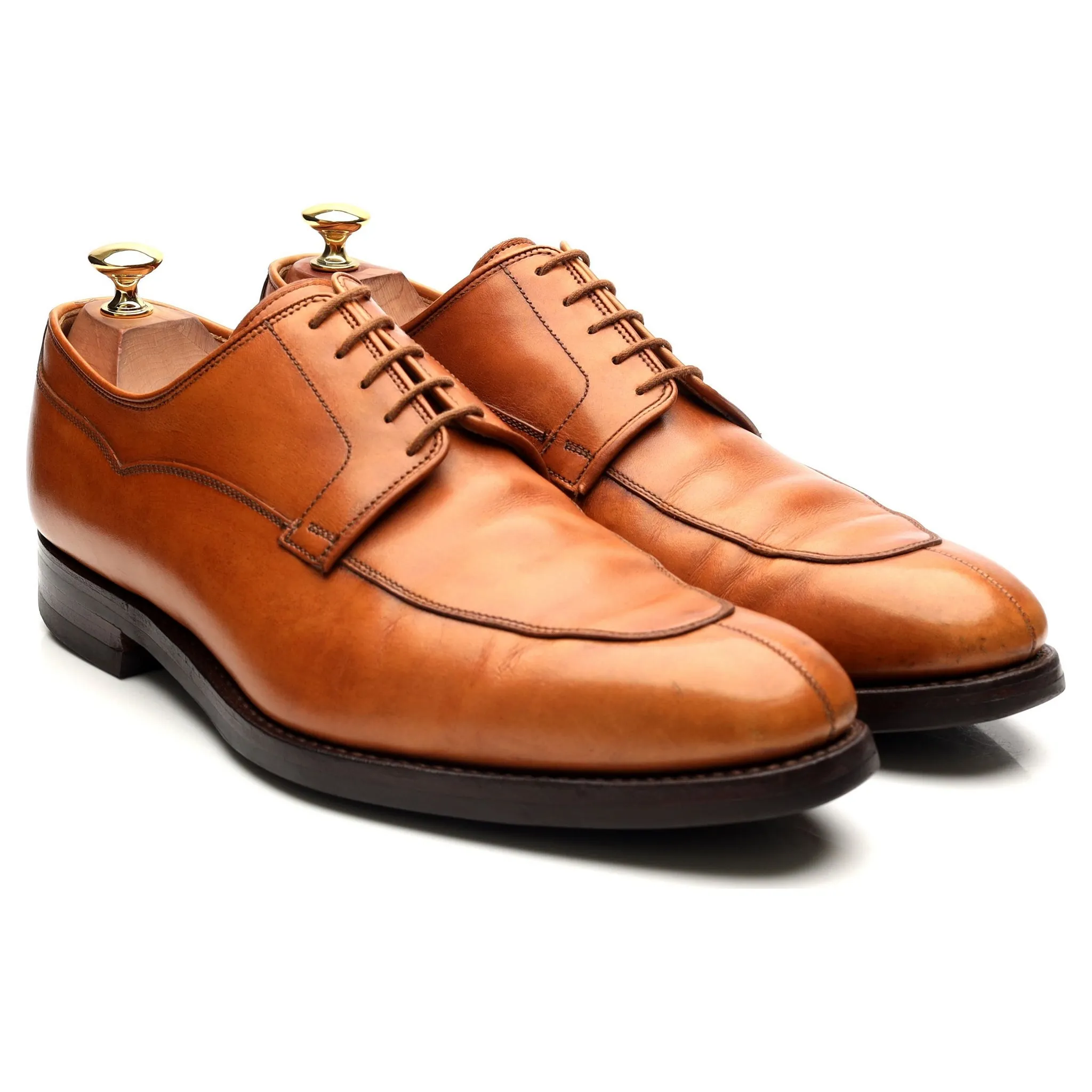 'Langdon' Tan Brown Leather Split Toe Derby UK 9.5 E