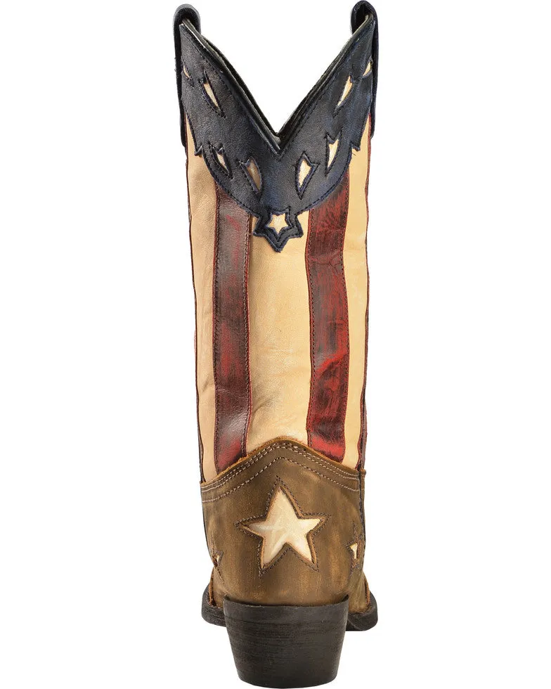 LAREDO WOMEN'S KEYES STARS & STRIPES COWGIRL BOOTS - SNIP TOE