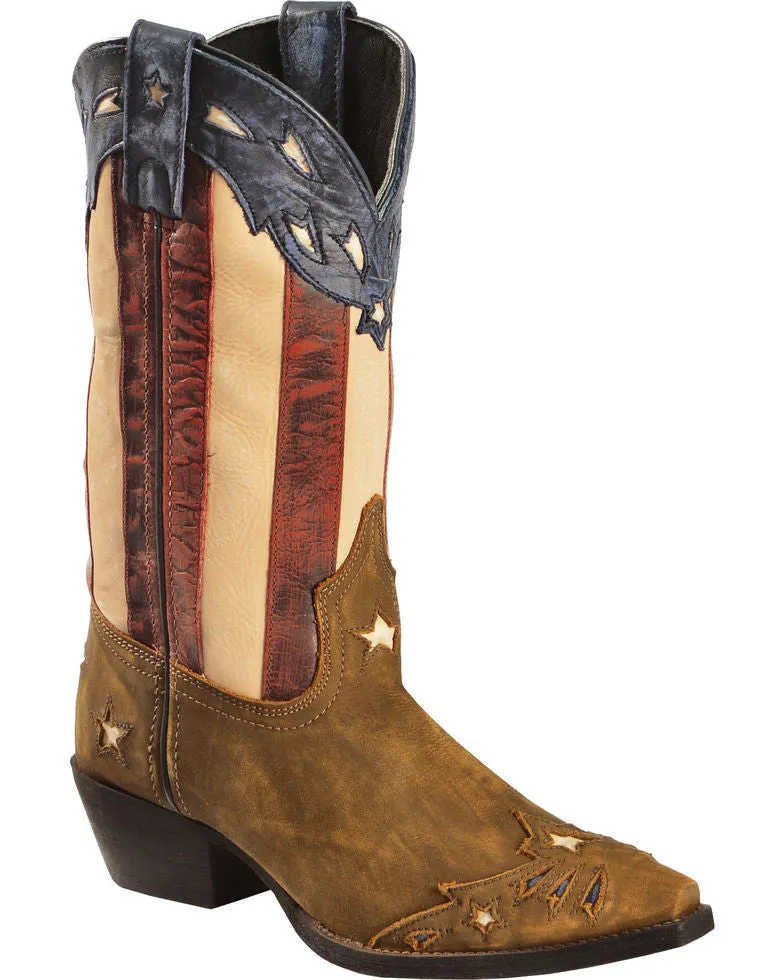 LAREDO WOMEN'S KEYES STARS & STRIPES COWGIRL BOOTS - SNIP TOE
