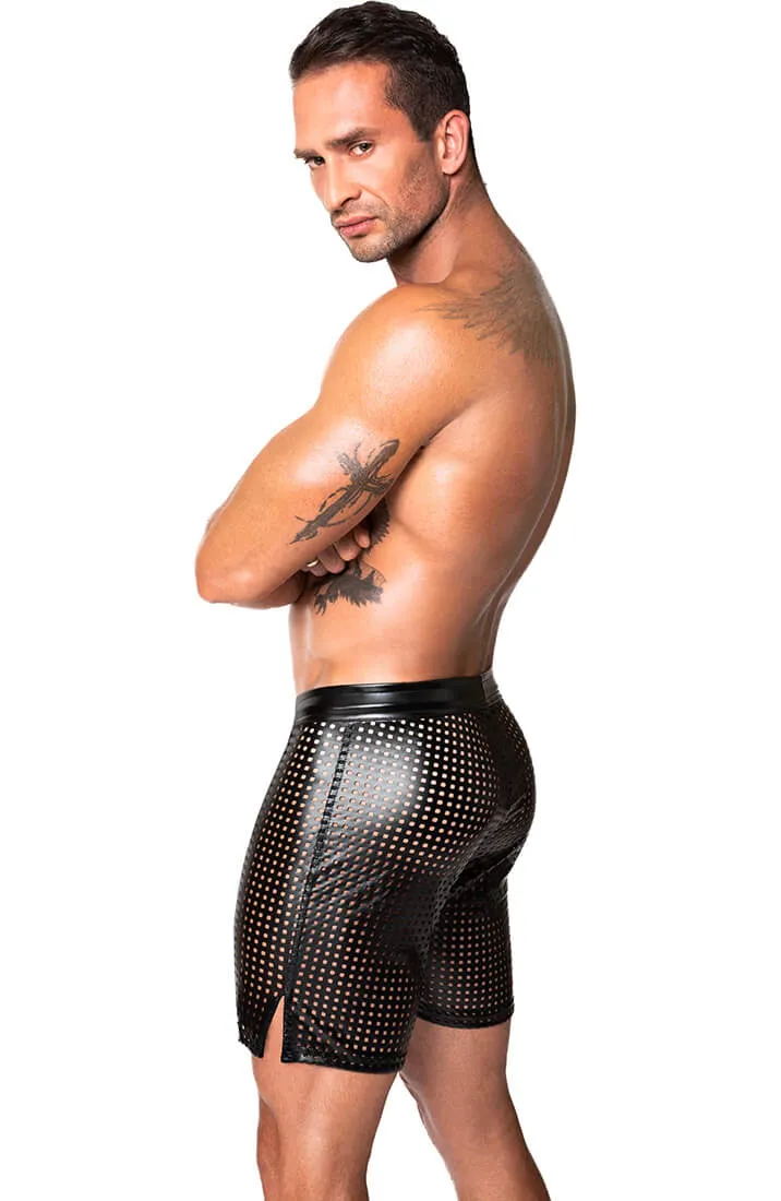 Laser-cut wet look tregging shorts - Predator’s Throne