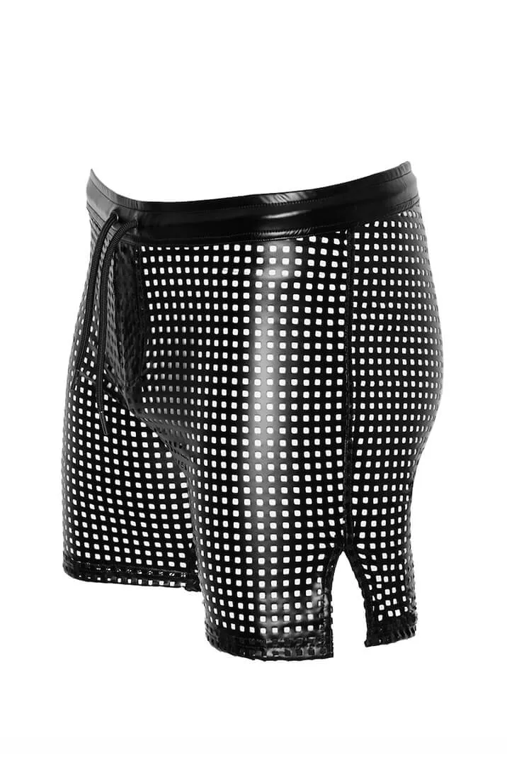 Laser-cut wet look tregging shorts - Predator’s Throne