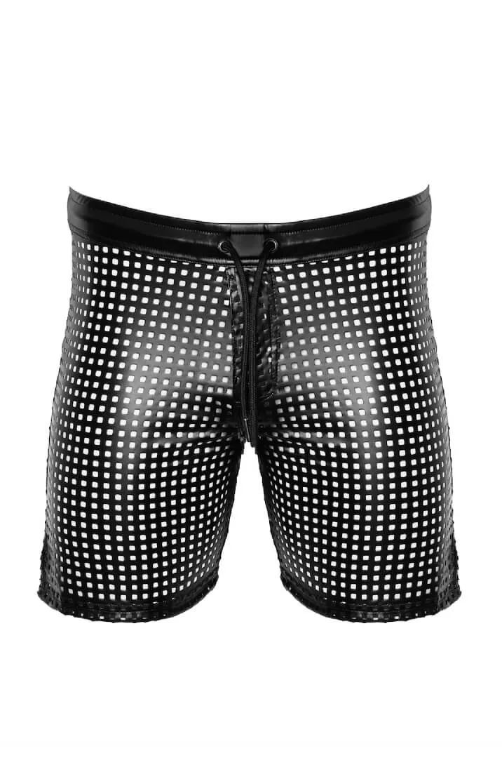 Laser-cut wet look tregging shorts - Predator’s Throne