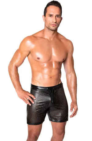 Laser-cut wet look tregging shorts - Predator’s Throne