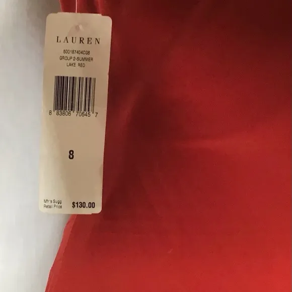 LAUREN  By Ralph Lauren Red Matte Jersey Cocktail SHEATH DRESS SZ 8 NEW WITH TAG