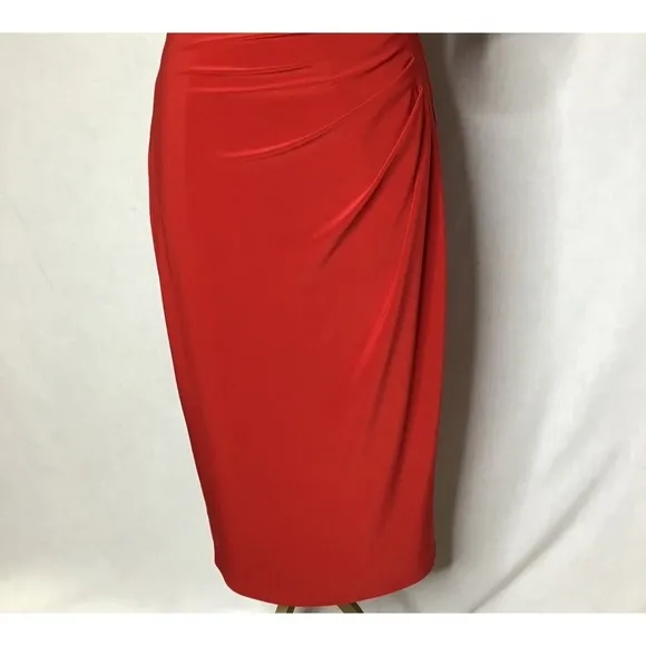 LAUREN  By Ralph Lauren Red Matte Jersey Cocktail SHEATH DRESS SZ 8 NEW WITH TAG