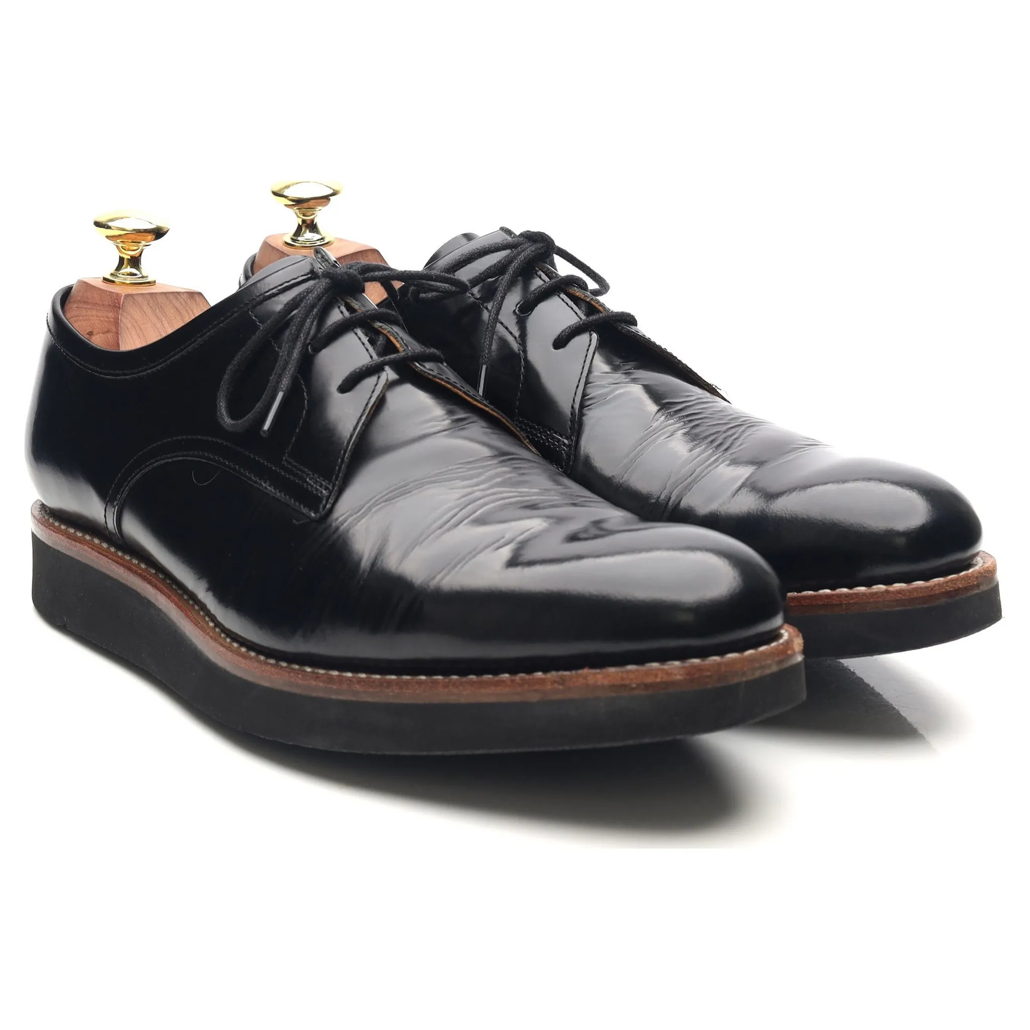 'Lennie' Black Leather Wedge Derby UK 7 F