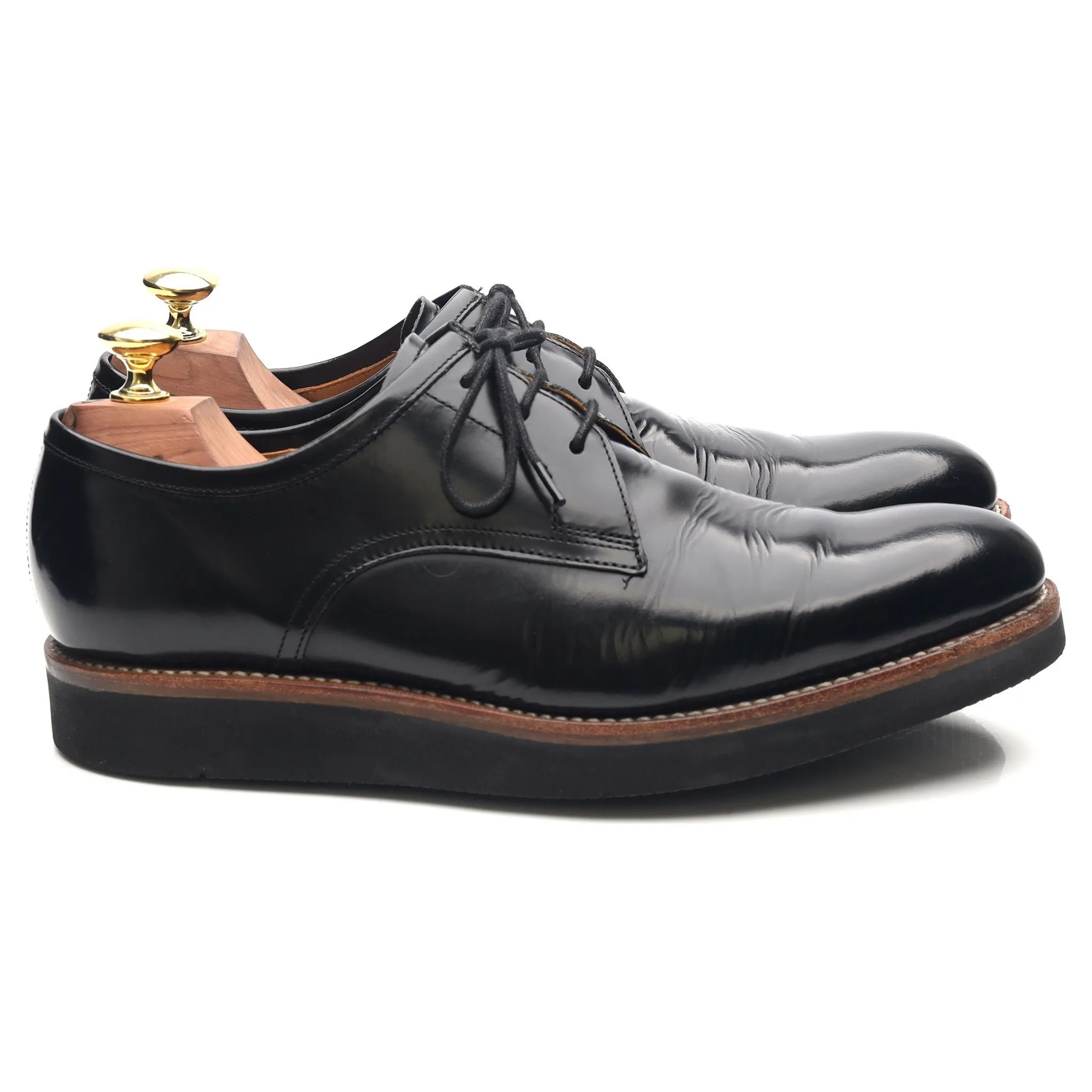 'Lennie' Black Leather Wedge Derby UK 7 F