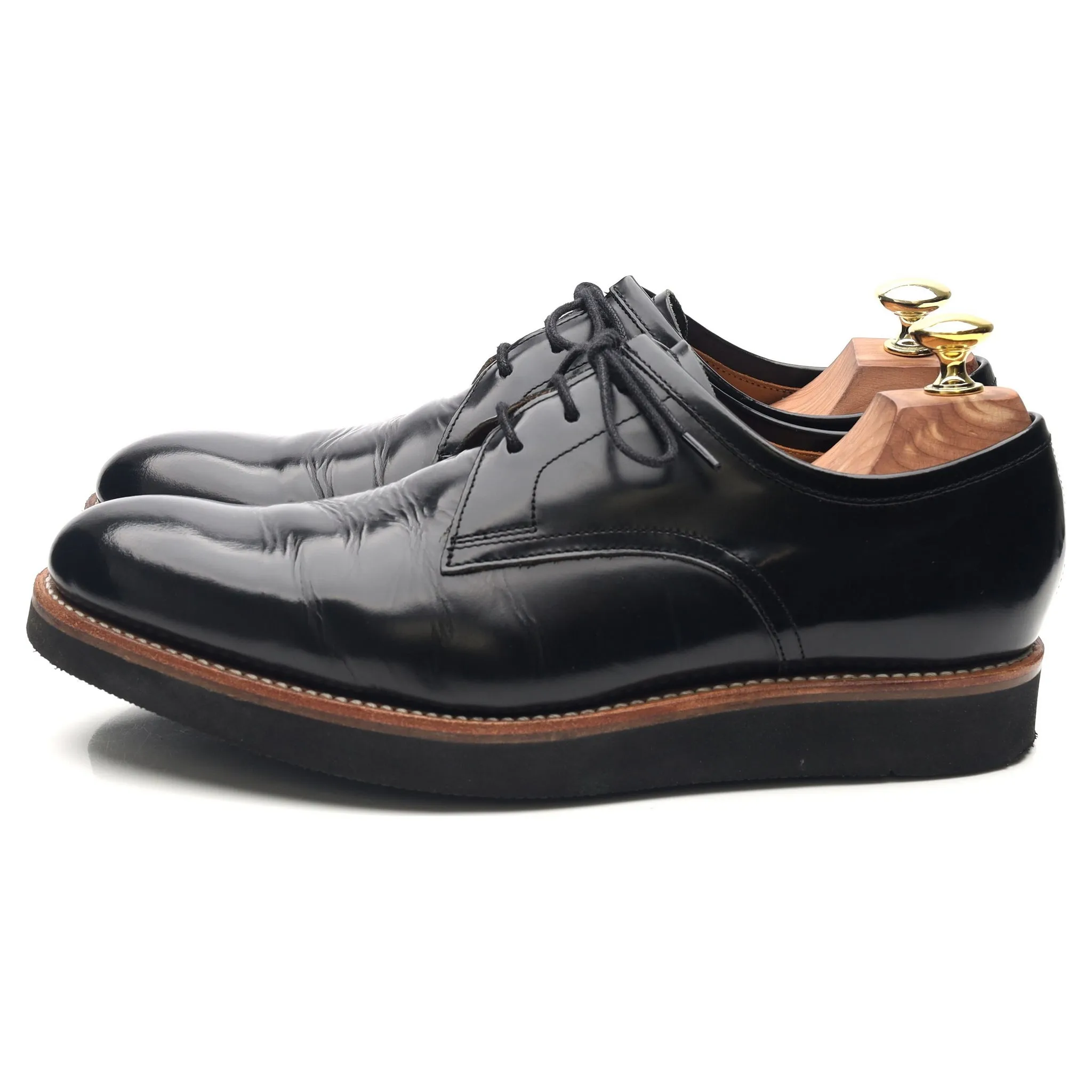 'Lennie' Black Leather Wedge Derby UK 7 F