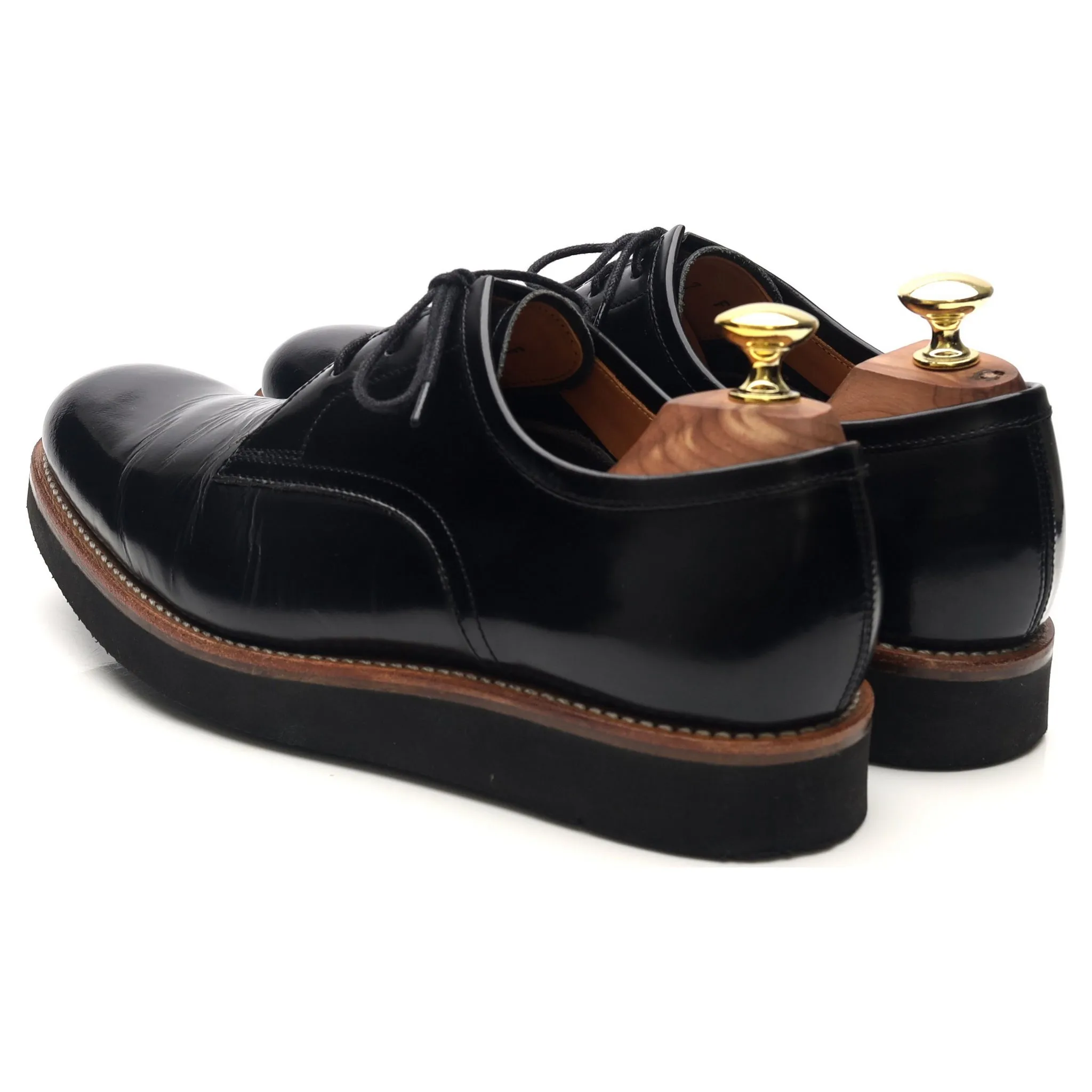'Lennie' Black Leather Wedge Derby UK 7 F
