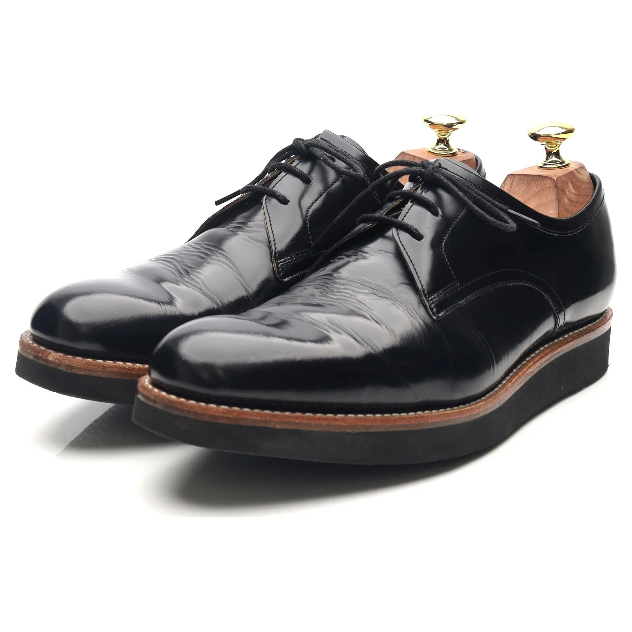 'Lennie' Black Leather Wedge Derby UK 7 F