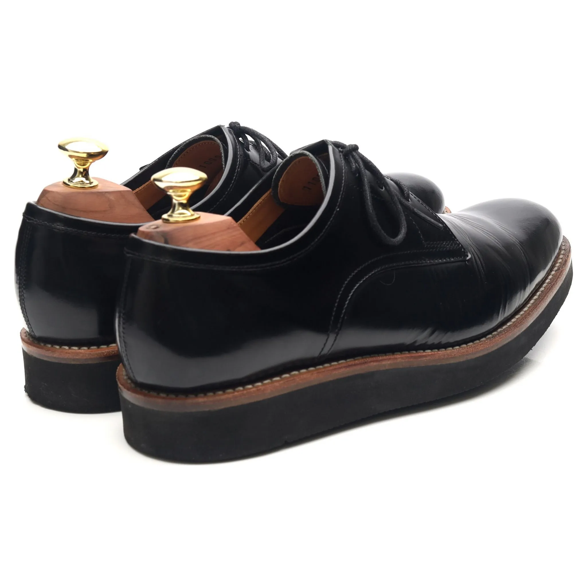 'Lennie' Black Leather Wedge Derby UK 7 F