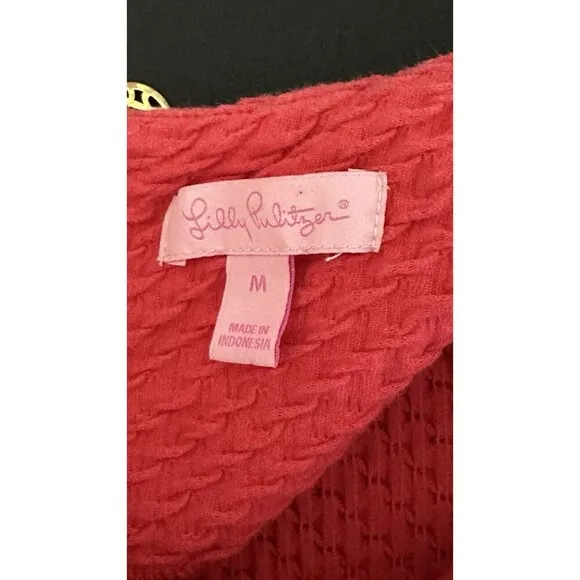 lilly pulitzer dress Medium Coco Island Coral Pink Textured Knit Mini
