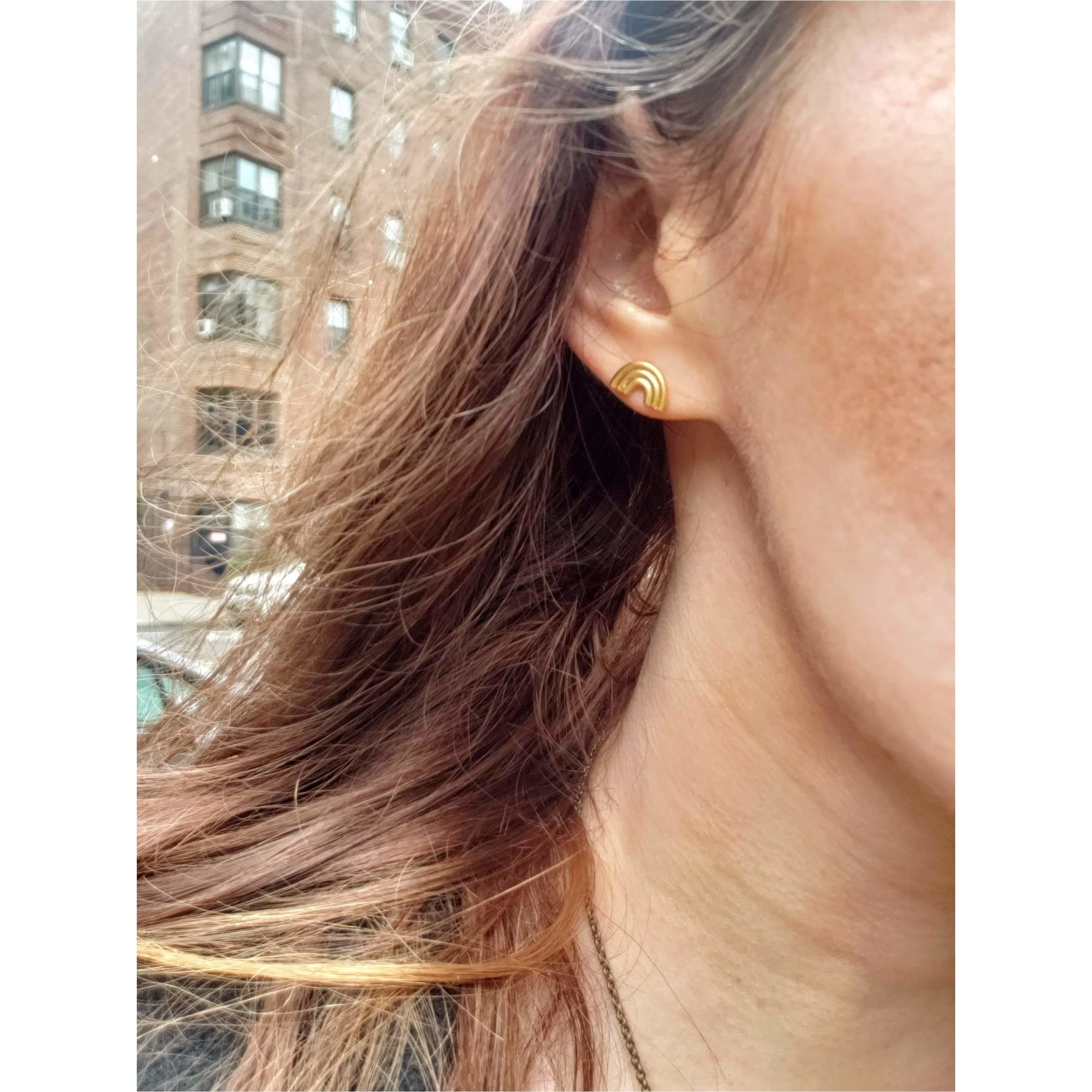 Little Rainbow Gold Stud Earrings