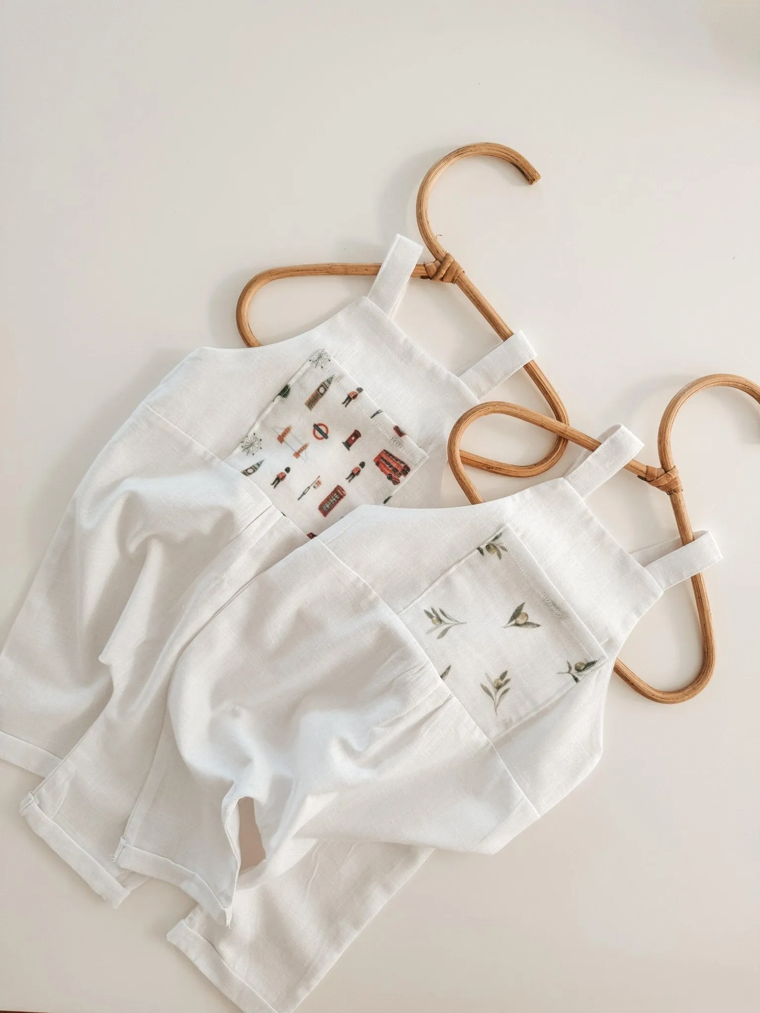 London Print Pure Linen Kids Dungaree
