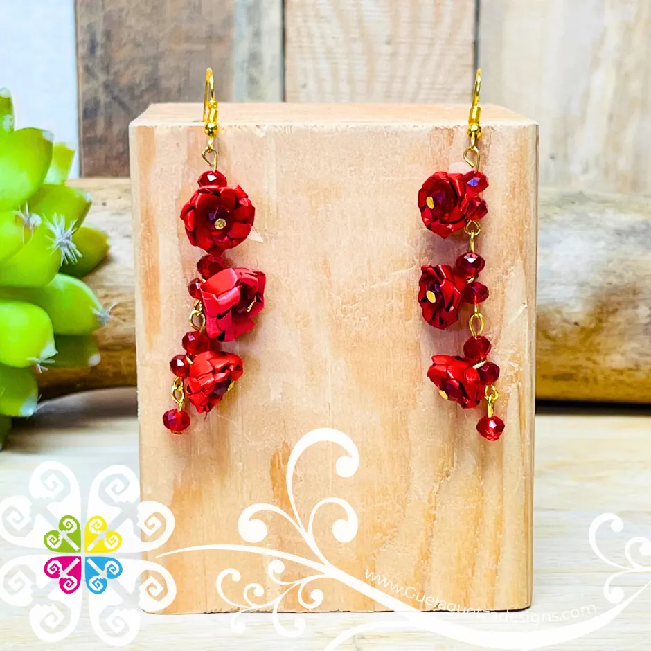 Long Carnation Palm Earrings - Palm Earrings