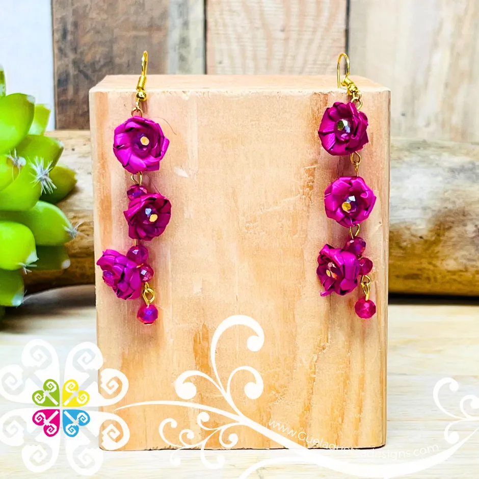 Long Carnation Palm Earrings - Palm Earrings