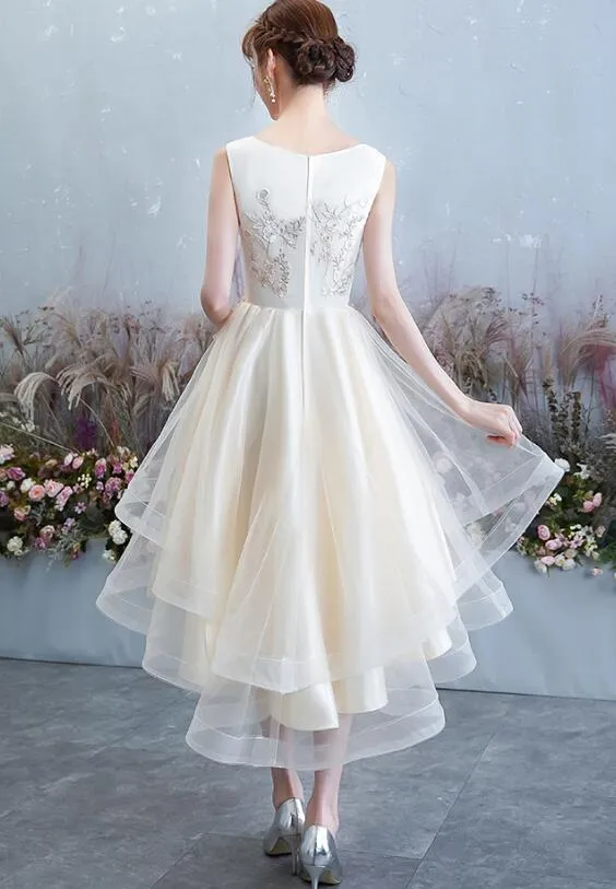 Lovely Round Neckline High Low Party Dress, Tulle Formal Dress