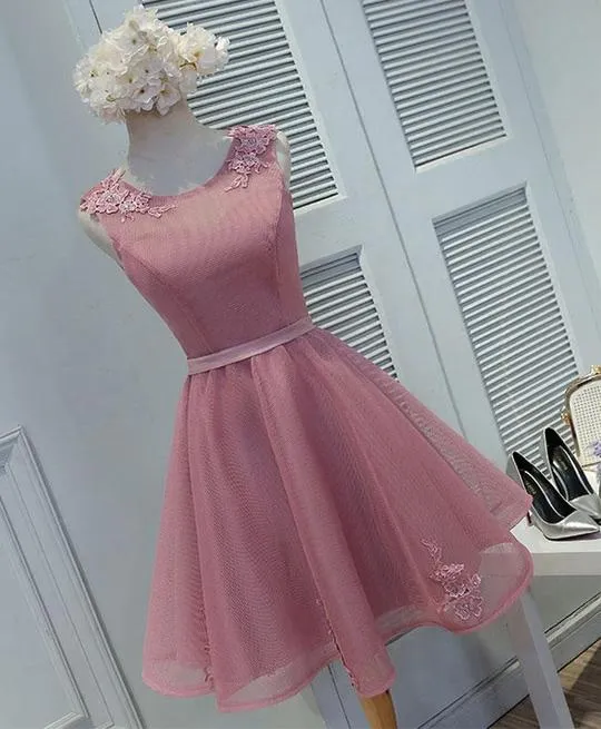 Lovely Round Neckline Tulle Short Cute Party Dress, Tulle Formal Dress