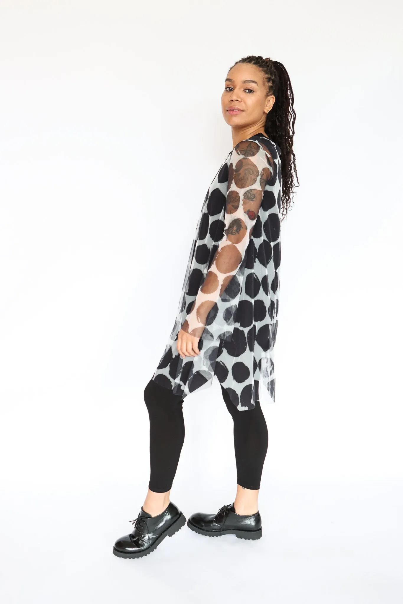 LUUKAA Polka Dot Mesh Tunic