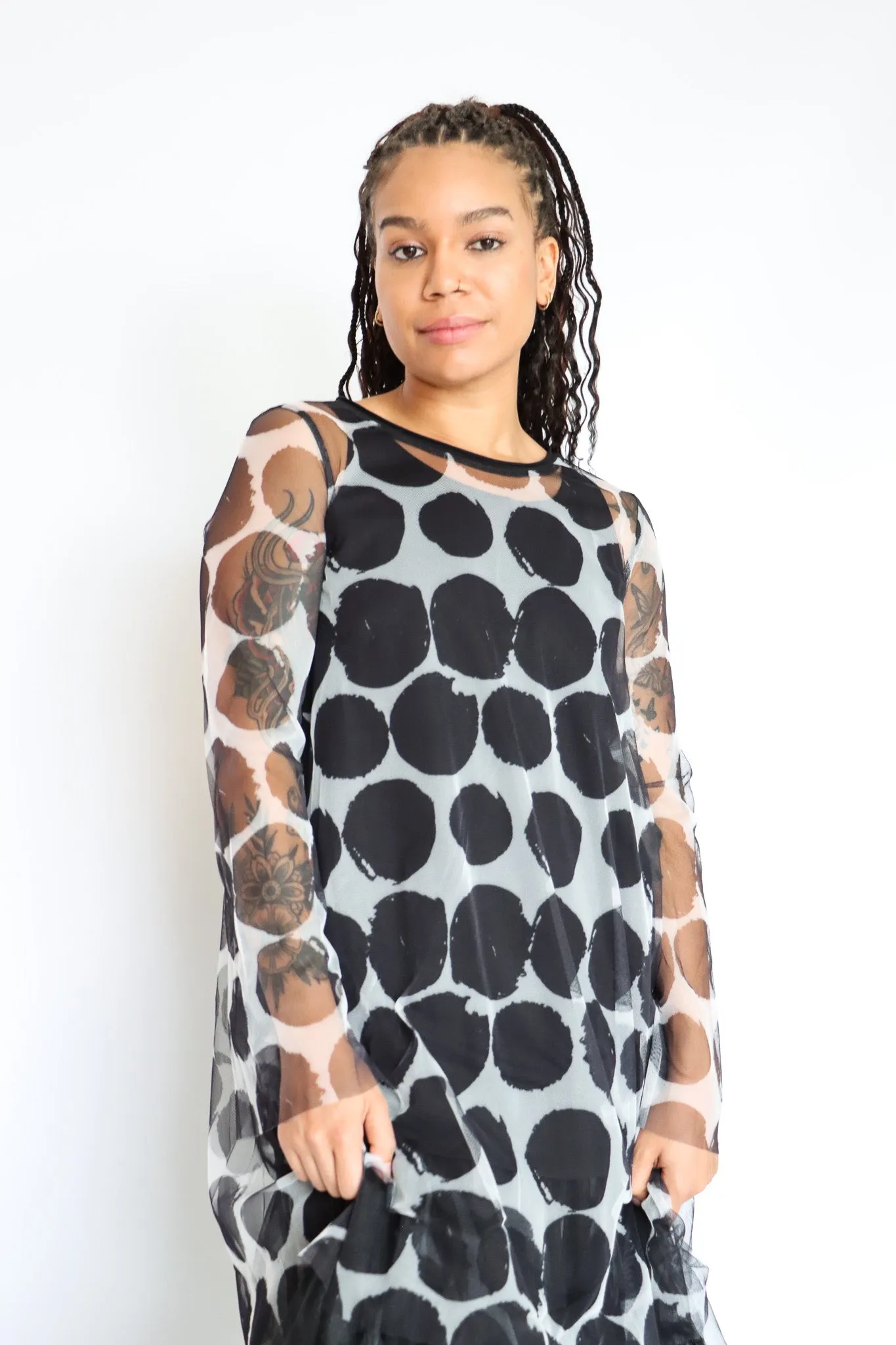 LUUKAA Polka Dot Mesh Tunic