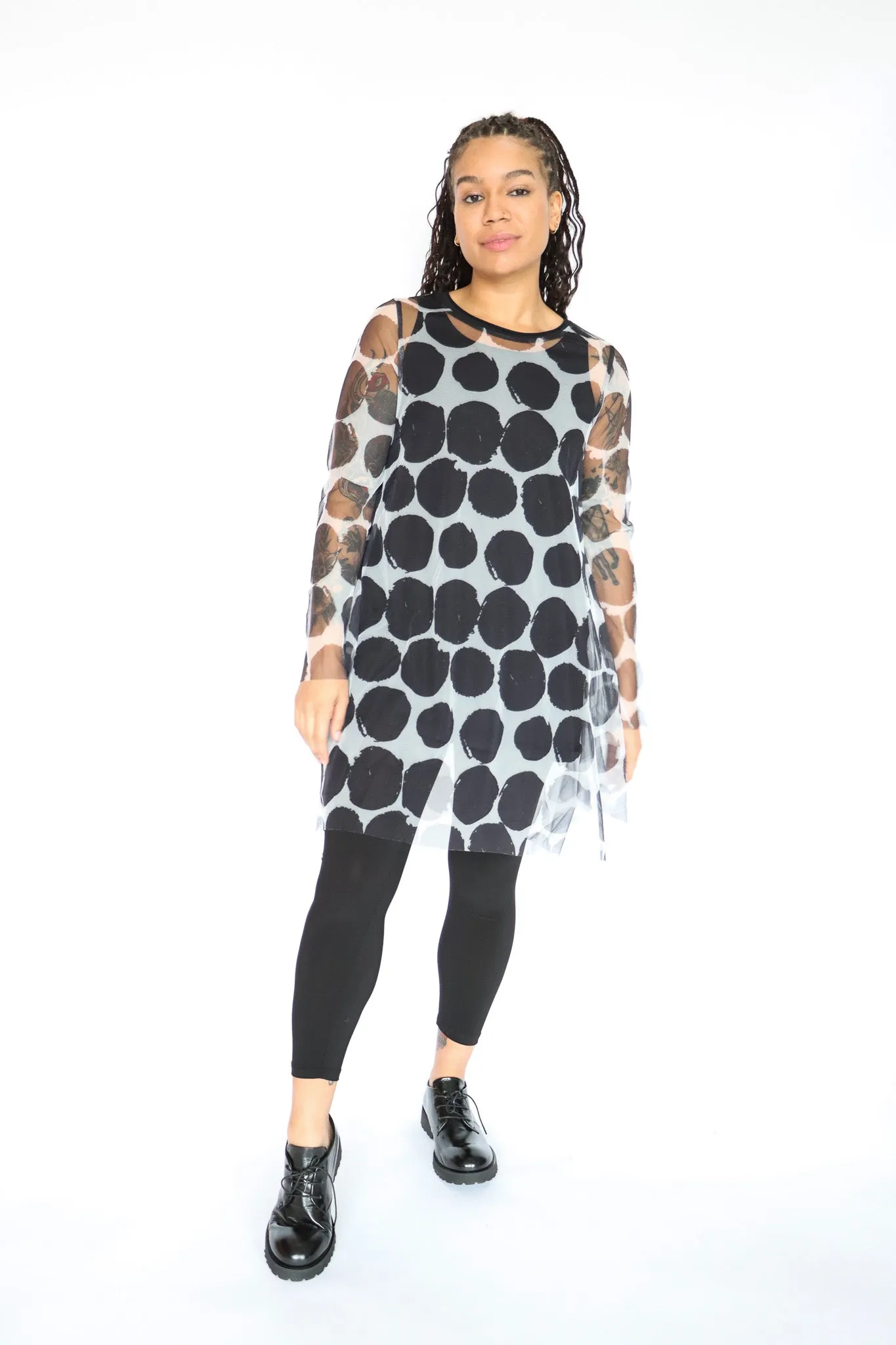 LUUKAA Polka Dot Mesh Tunic