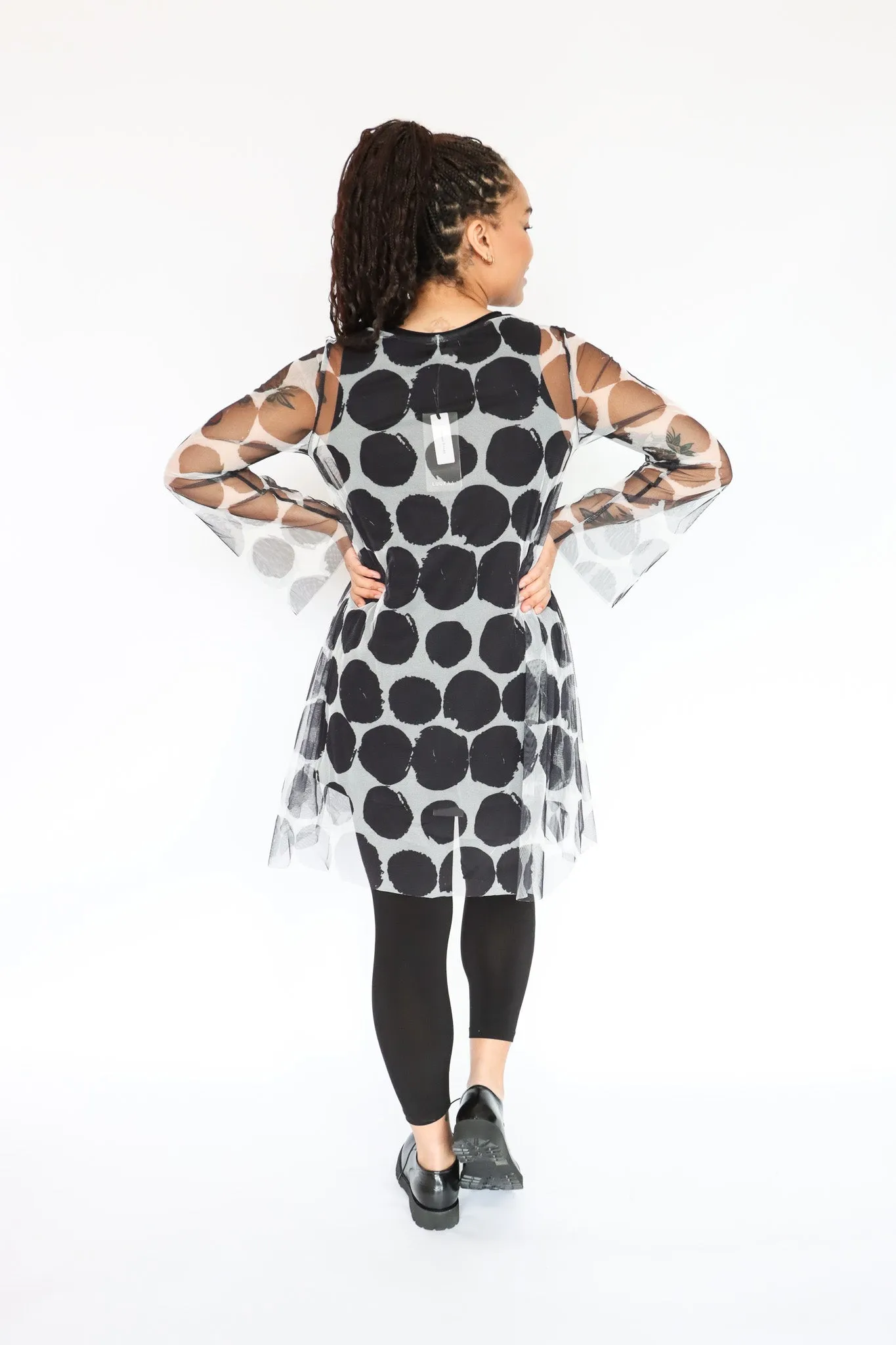LUUKAA Polka Dot Mesh Tunic