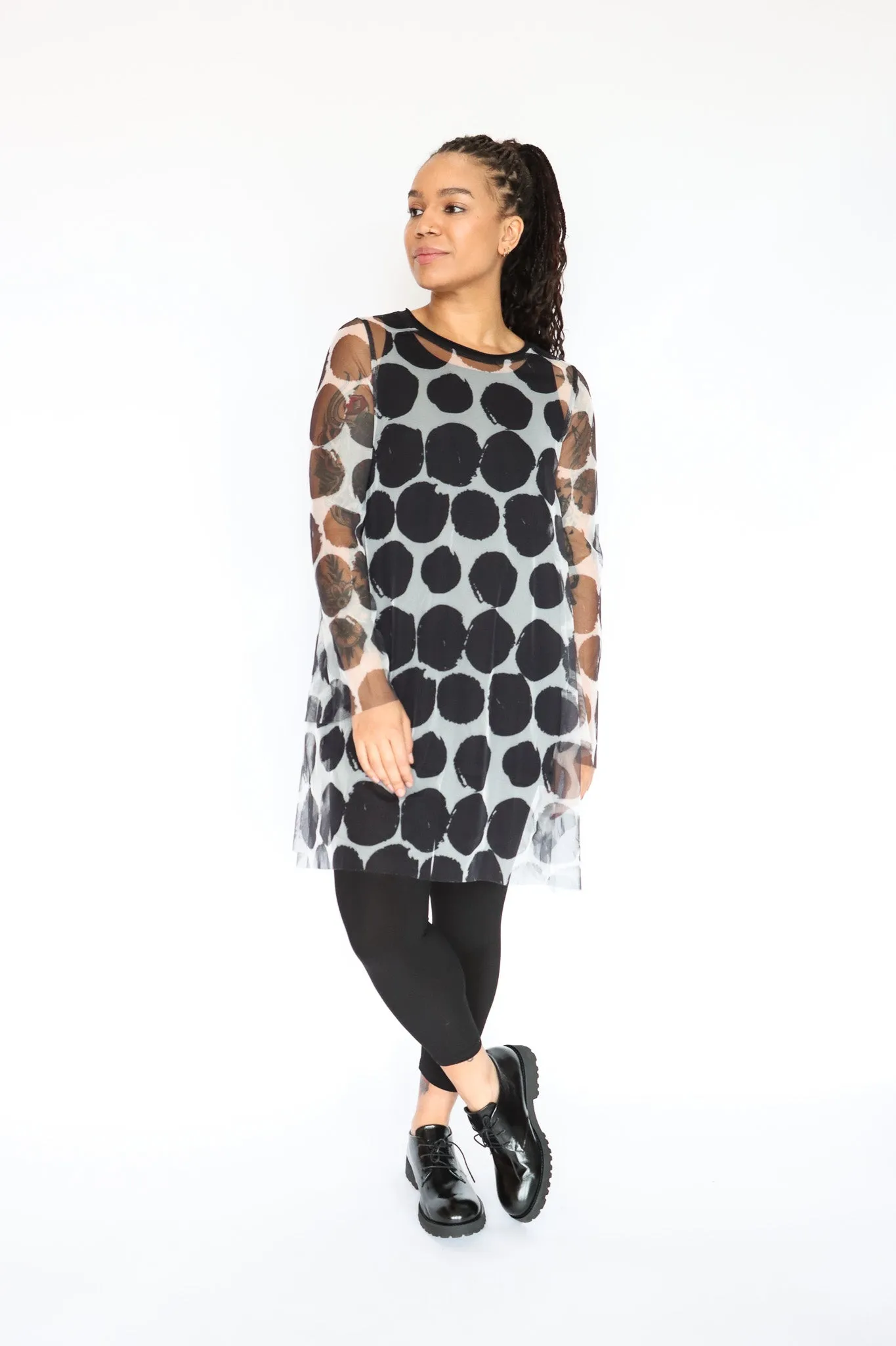 LUUKAA Polka Dot Mesh Tunic