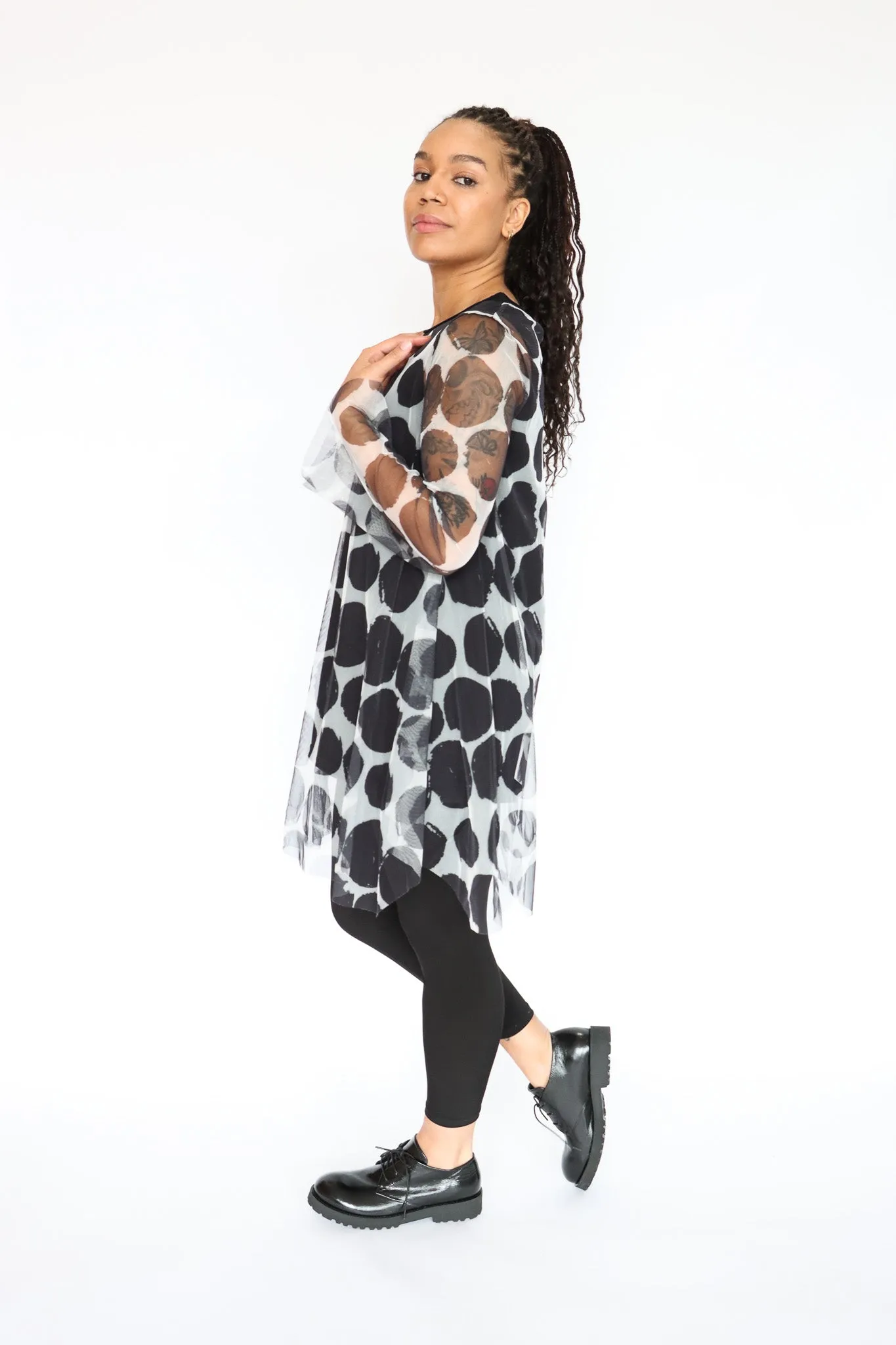 LUUKAA Polka Dot Mesh Tunic