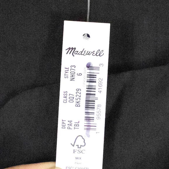 Madewell Black Cotton Sweetheart Puff Sleeve Fit and Flare Mini Dress Size 6