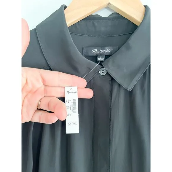 Madewell | NWT | Relaxed Button-Front Mini Dress in True Black | Sz S