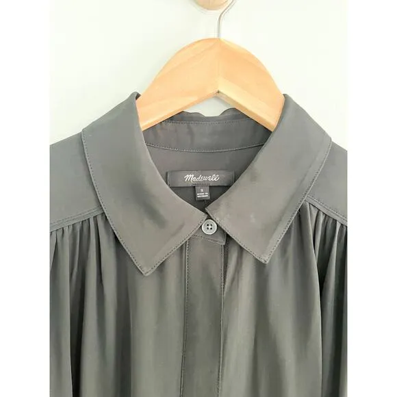 Madewell | NWT | Relaxed Button-Front Mini Dress in True Black | Sz S