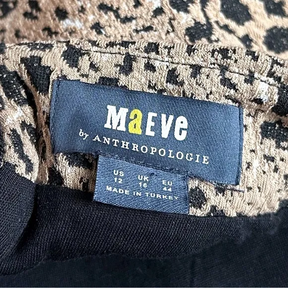 Maeve by Anthropologie Ruffle Leopard Cutout Back Flounce Dress Ruffle Brown 12