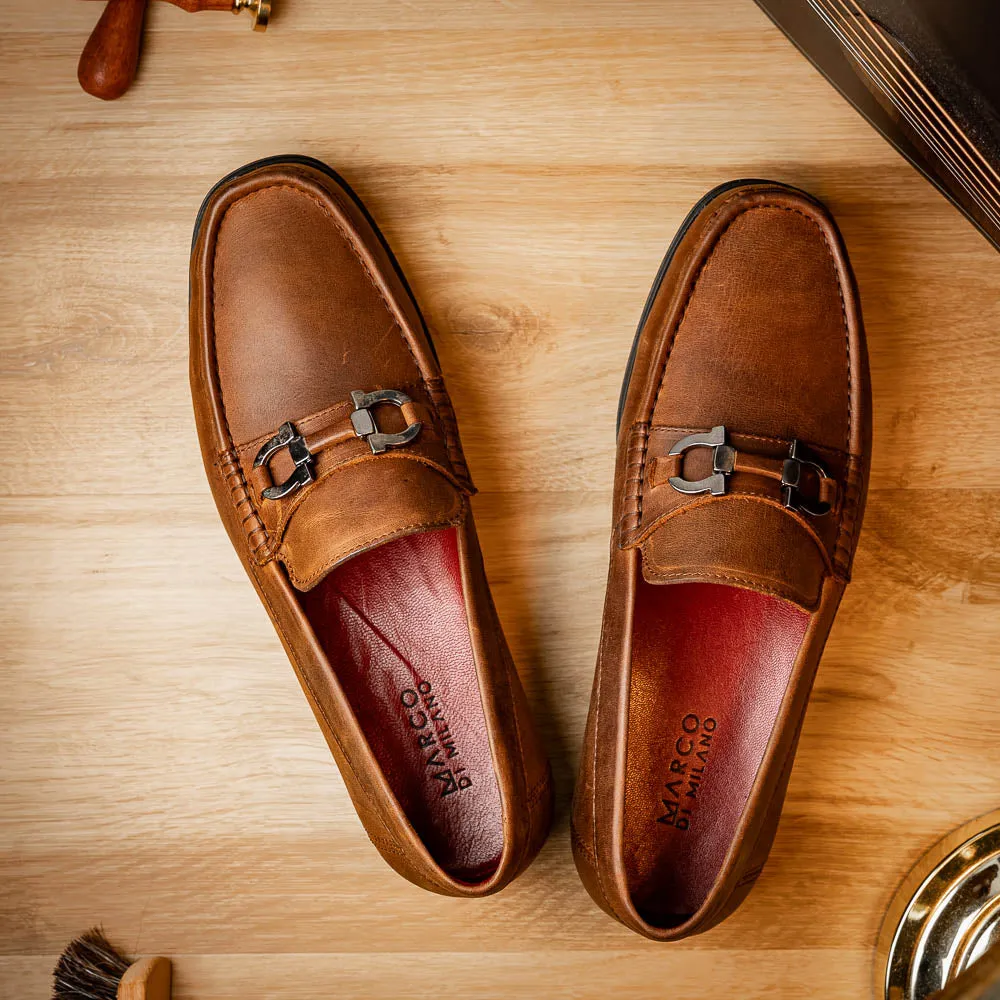 Marco Di Milano Atrani Crazy Tan Calf Bit Loafer