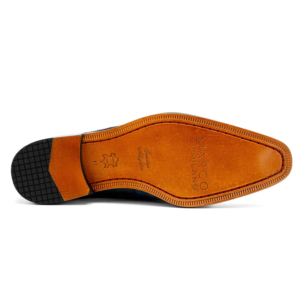 Marco Di Milano Fitipaldi Rustic Blue Alligator Derby Shoe