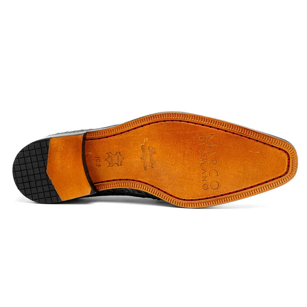 Marco Di Milano Fitipaldi Rustic Grey Alligator Derby Shoe