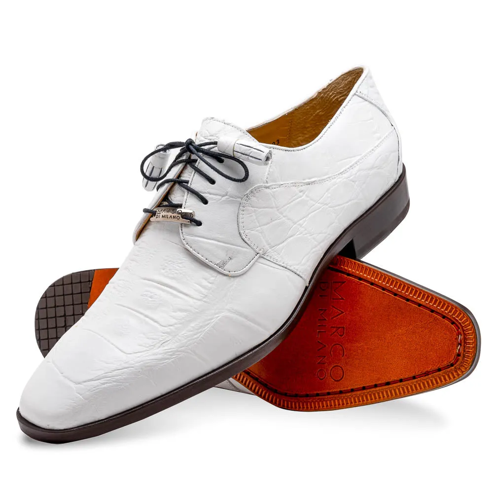 Marco Di Milano Fitipaldi  White Alligator Derby Shoe