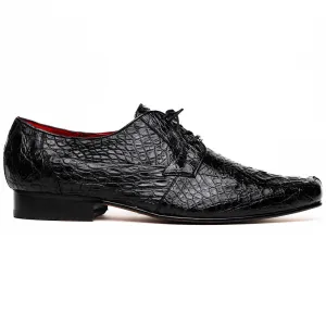 Marco Di Milano Leonardo Black Genuine Caiman Crocodile Dress Derby Oxfords