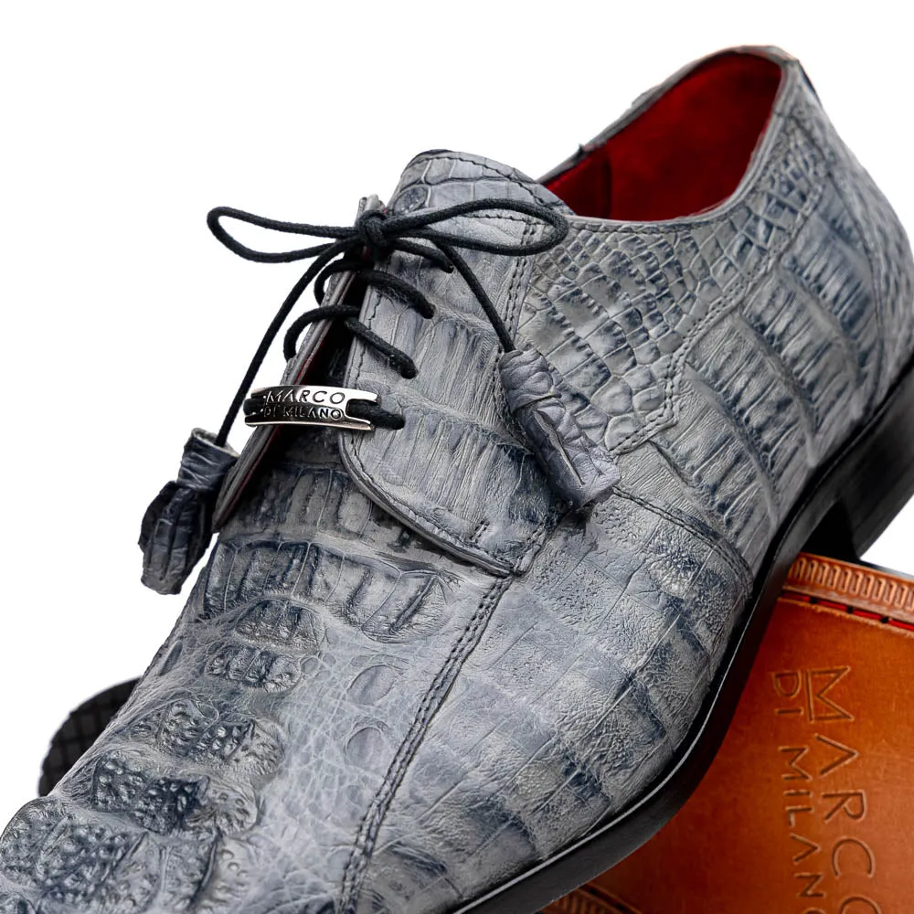 Marco Di Milano Tulum Gray Exotic Crocodile Derby Oxfords