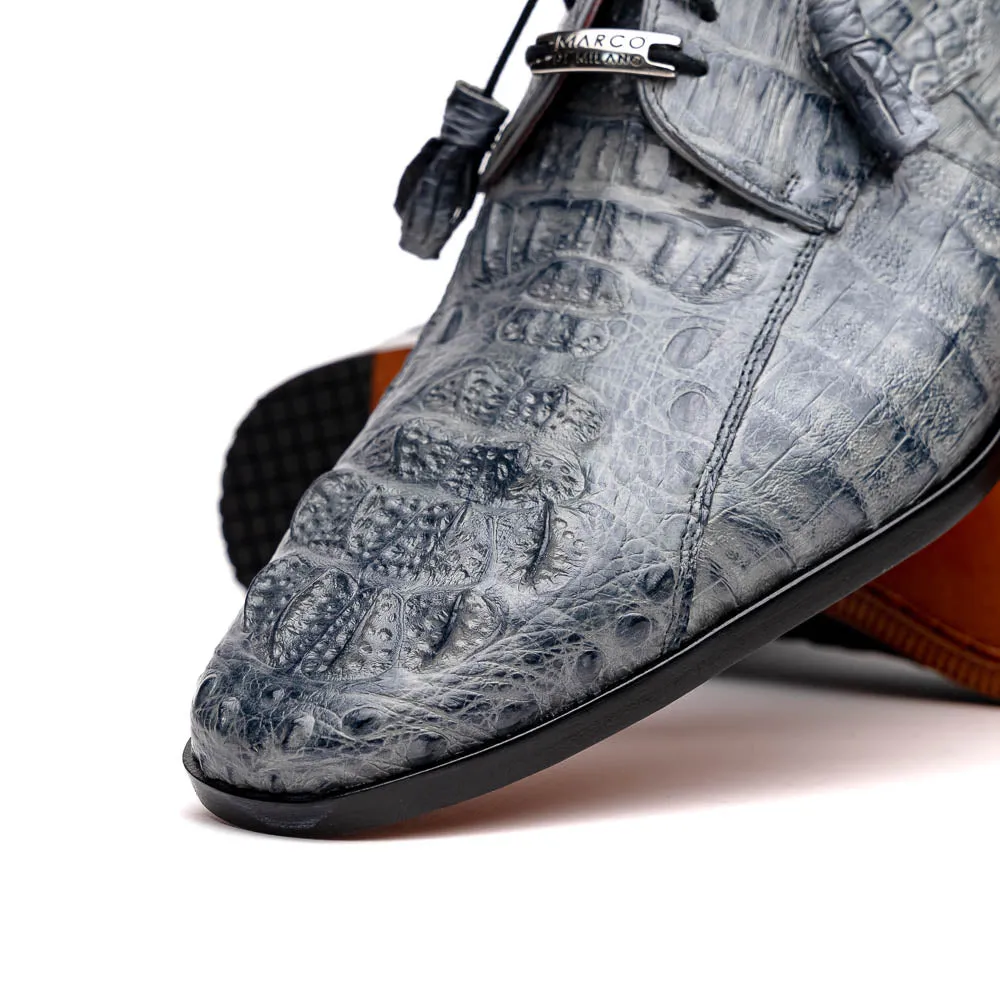 Marco Di Milano Tulum Gray Exotic Crocodile Derby Oxfords