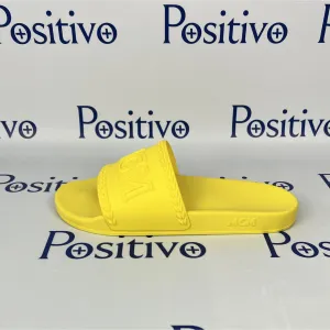 MCM Womens Yellow Big Logo Rubber Slides