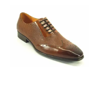 Mens Carrucci Caviar Leather Wingtip Dress Shoe in Whisky