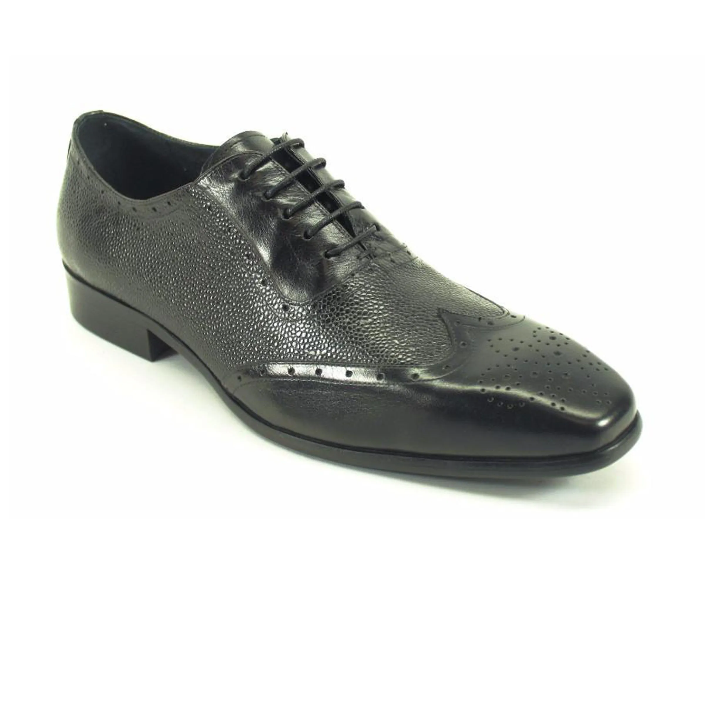 Mens Carrucci Caviar Leather Wingtip Dress Shoe in Whisky