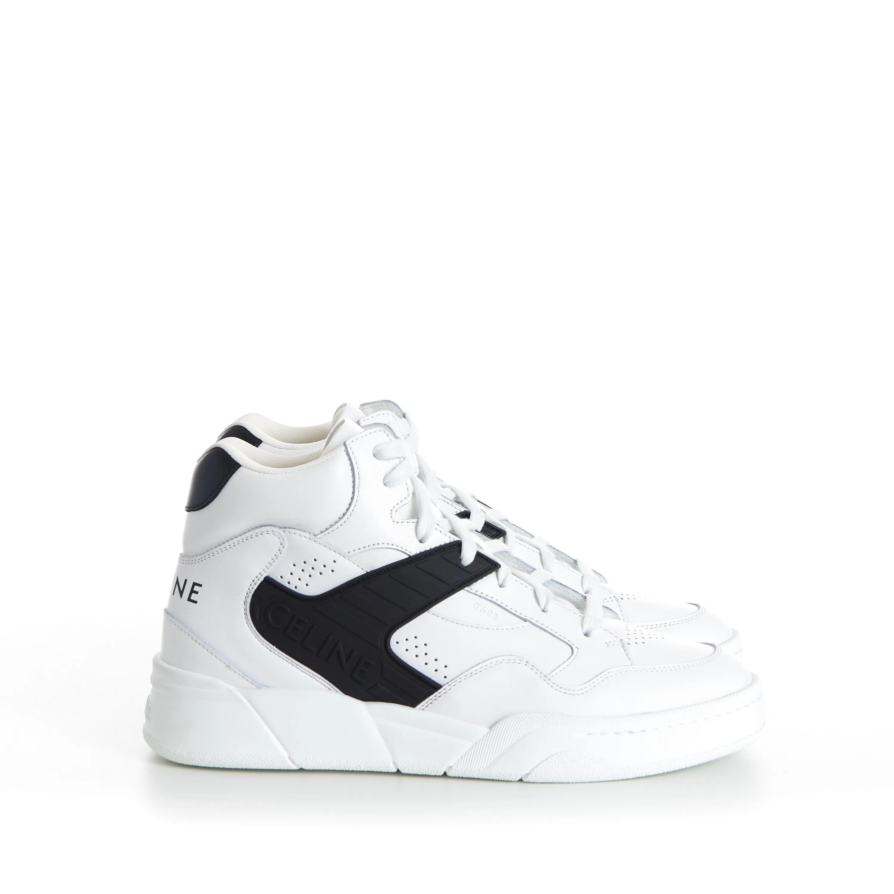 Men's CT-06 High Top Sneaker - White/Black Calfskin Leather